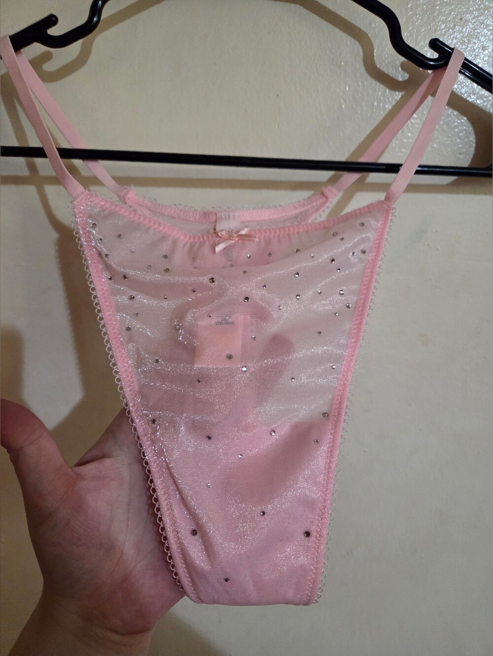 Victoria's Secret Dream Angels Sparkly Shimmery Bling Pink Thong Size XL, Nwt